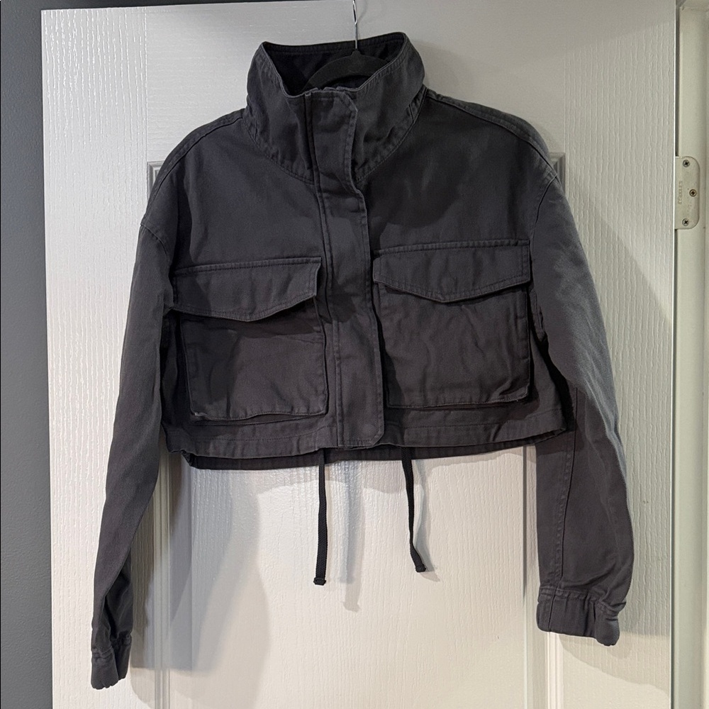 Garage Crop Gray Utility‎ Jacket Size Small